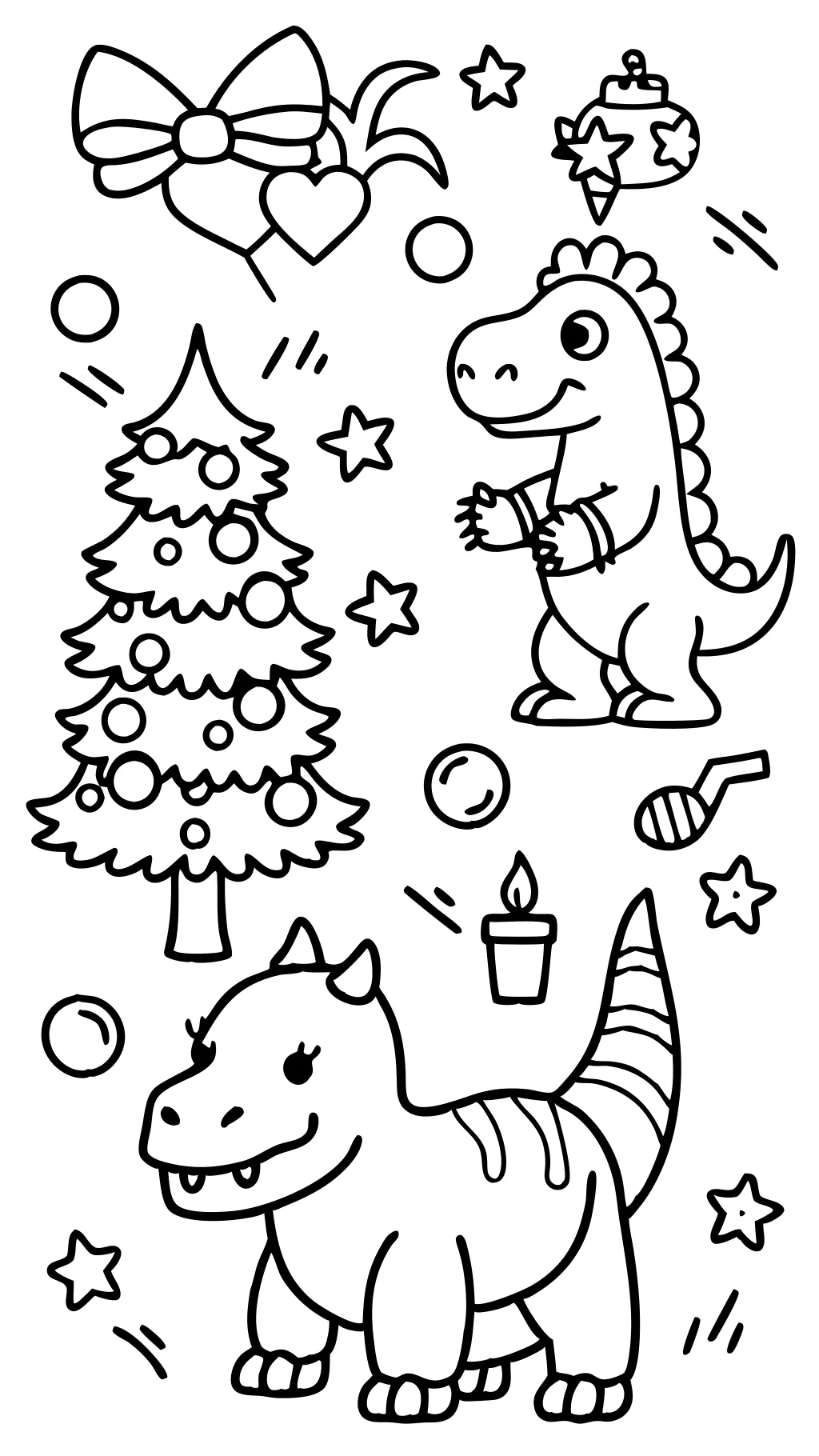 Páginas para colorear de navidad de dinosaurios